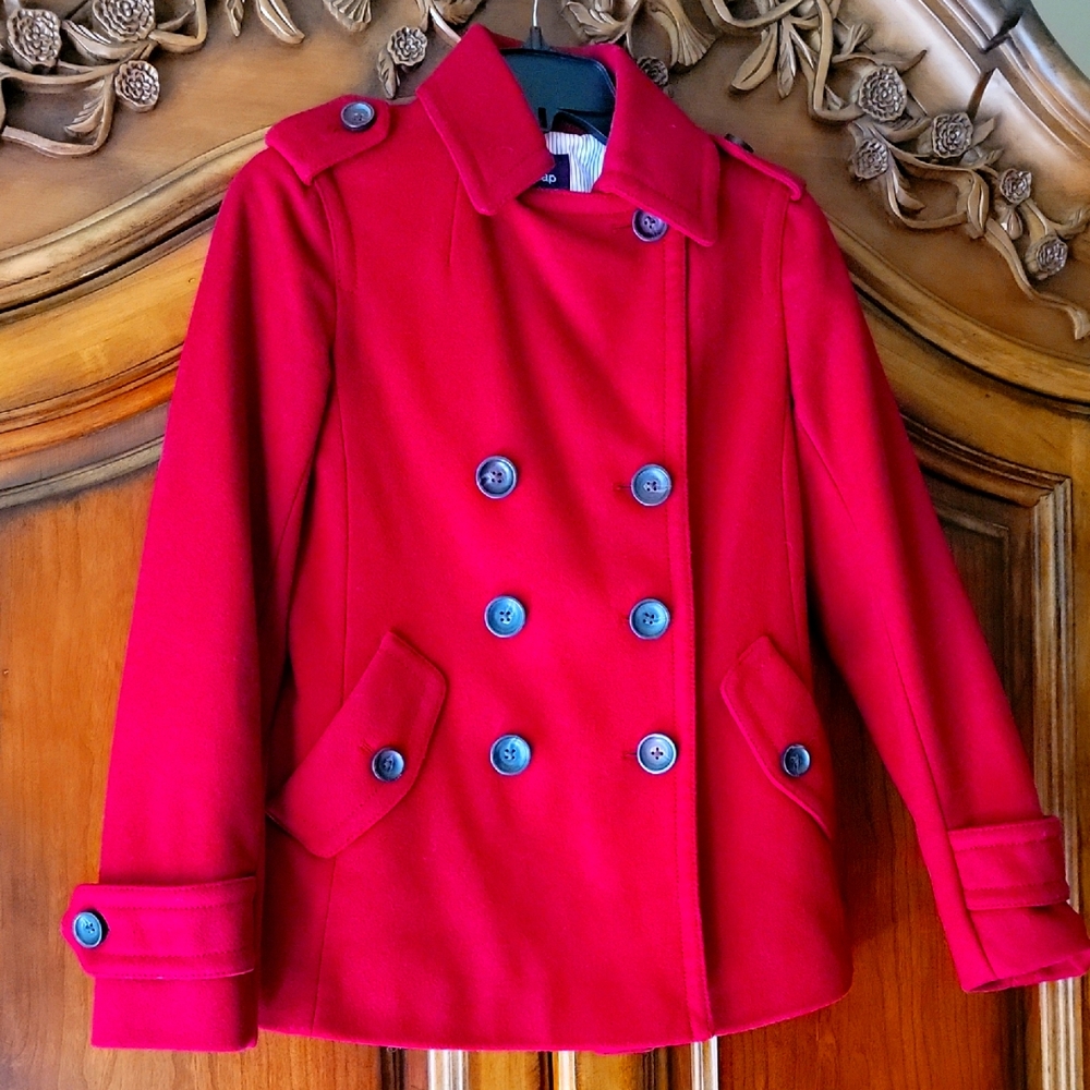 GAP Women's Bold Red Peacoat